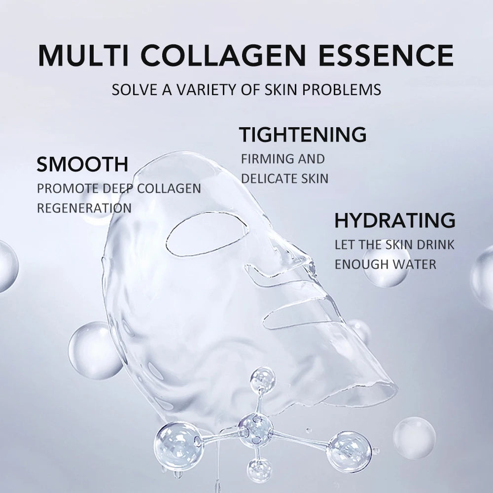 5PCS Collagen Face Masks Deep Hydrating Moisturizing Brightening Firming Skin Facial Masks Split Sheet Mask Korean Skin Care
